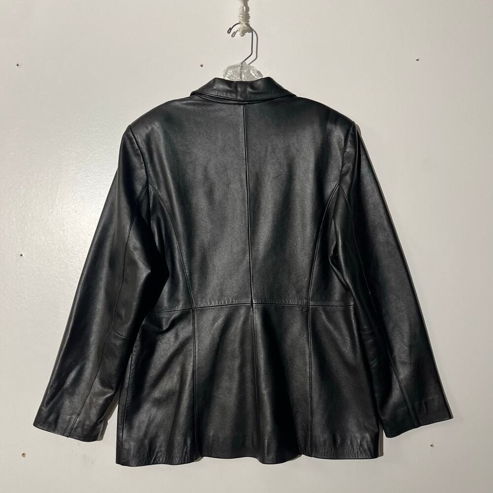 Croft & Barrow Black Lambskin Leather Button Up Coat Jacket Womens Size Large - Picture 4 of 6
